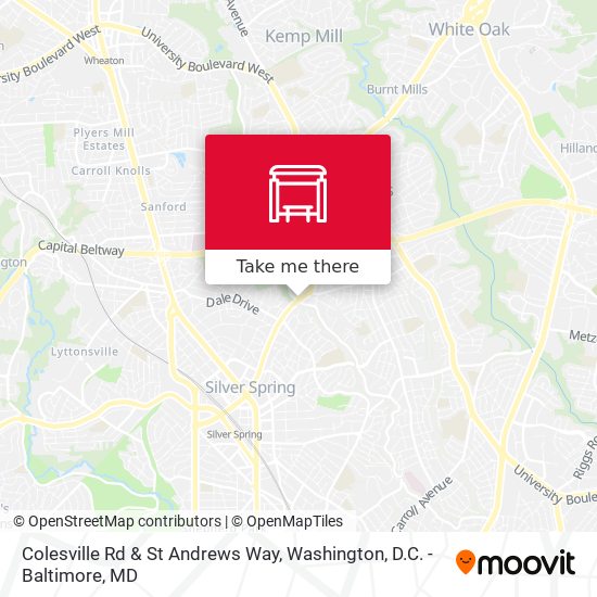 Colesville Rd & St Andrews Way map