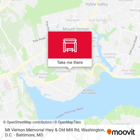 Mt Vernon Memorial Hwy & Old Mill Rd map