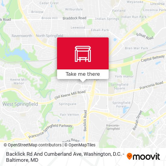 Backlick Rd And Cumberland Ave map