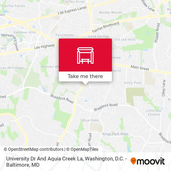 University Dr And Aquia Creek La map