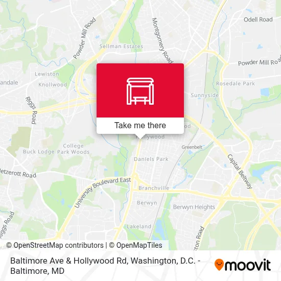 Baltimore Ave & Hollywood Rd map