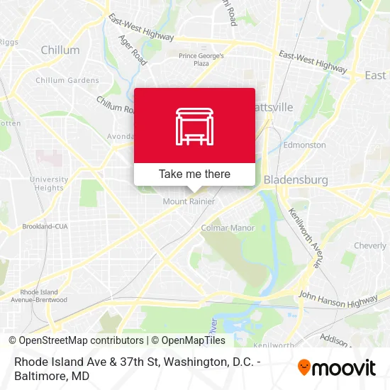 Rhode Island Ave & 37th St map