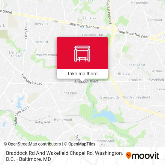 Braddock Rd And Wakefield Chapel Rd map