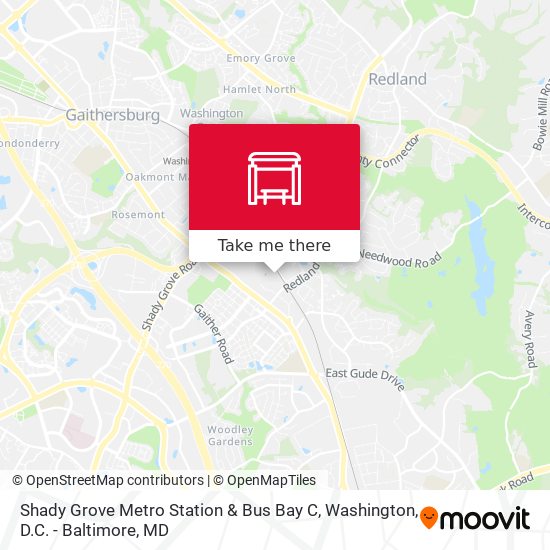 Mapa de Shady Grove Metro Station & Bus Bay C