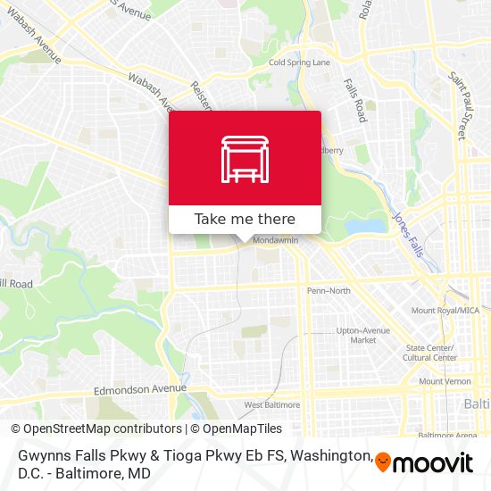 Gwynns Falls Pkwy & Tioga Pkwy Eb FS map