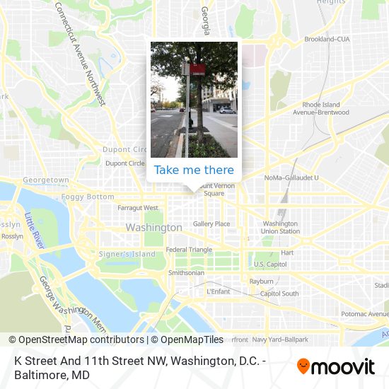 K Street And 11th Street NW map