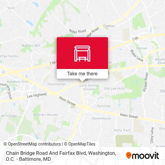 Chain Bridge Road And Fairfax Blvd map