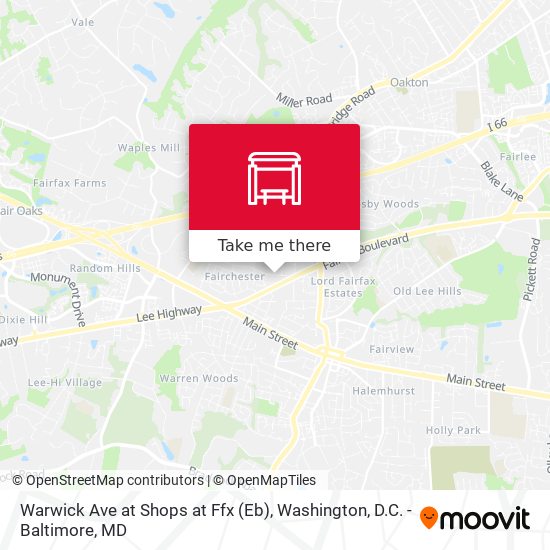 Mapa de Warwick Ave at Shops at Ffx (Eb)