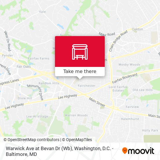 Warwick Ave at Bevan Dr (Wb) map