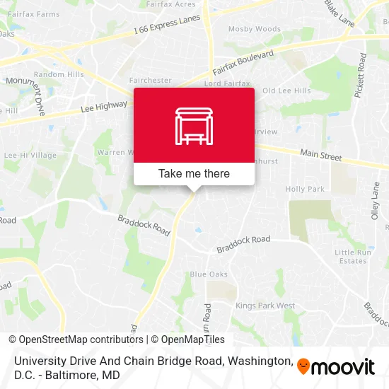 University Drive And Chain Bridge Road map