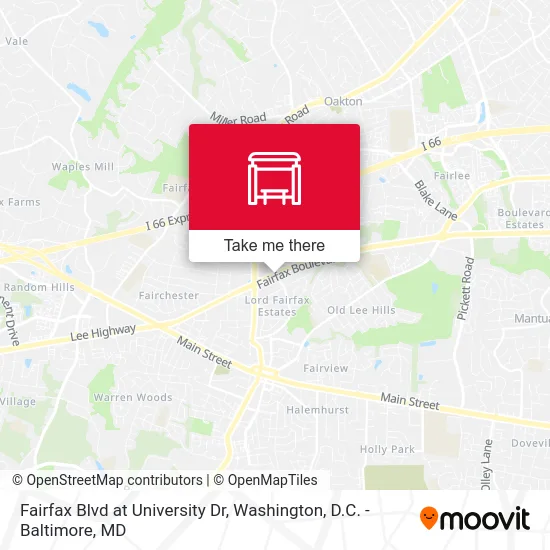 Fairfax Blvd at University Dr map