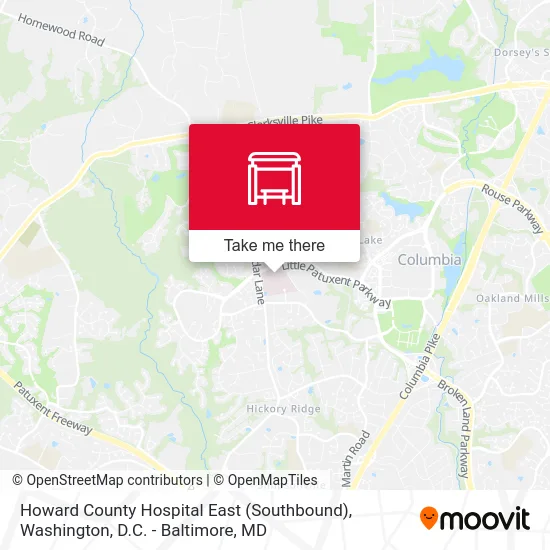 Howard County Hospital East (Southbound) map