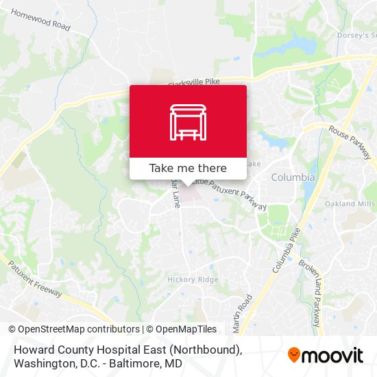 Howard County Hospital East (Northbound) map