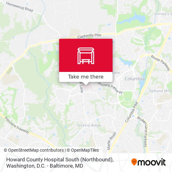 Howard County Hospital South (Northbound) map