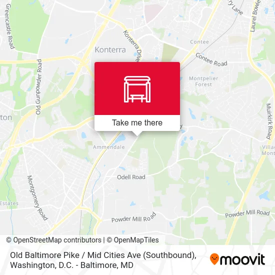 Old Baltimore Pike / Mid Cities Ave (Southbound) map