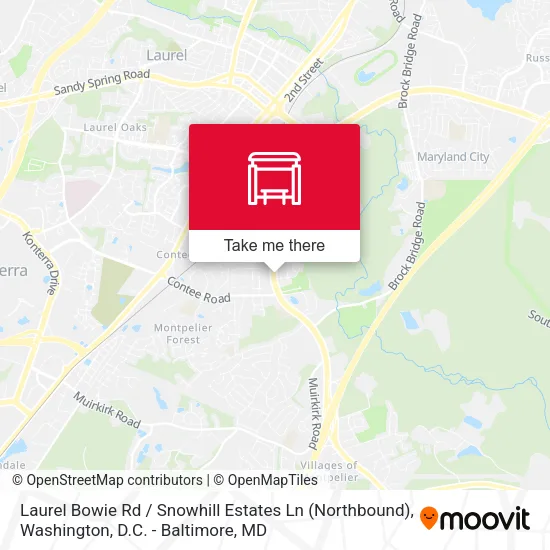 Laurel Bowie Rd / Snowhill Estates Ln (Northbound) map