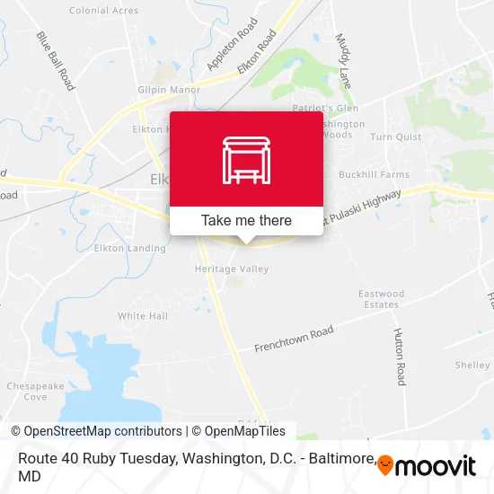 Route 40  Ruby Tuesday map
