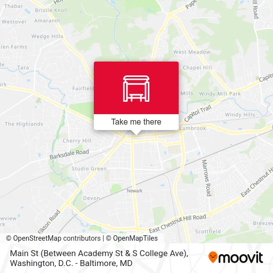 Main St (Between Academy St & S College Ave) map