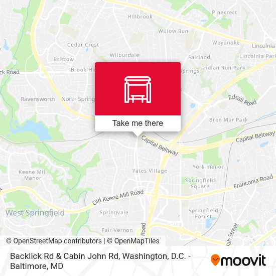 Backlick Rd & Cabin John Rd map