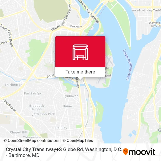 Crystal City Transitway+S Glebe Rd map