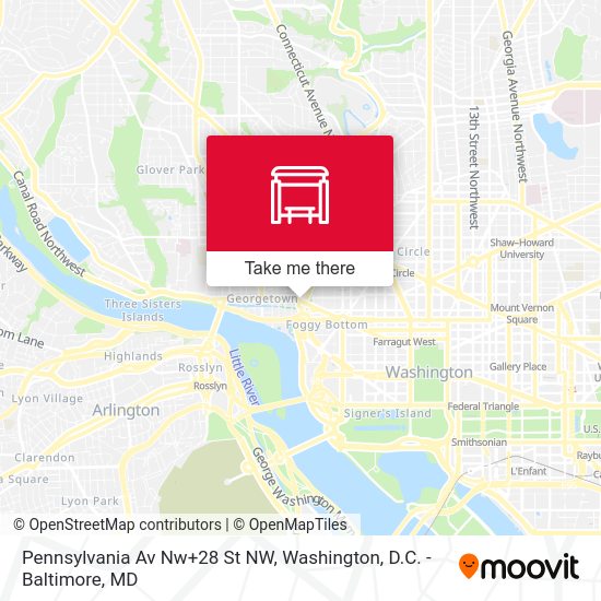 How to get to Pennsylvania Ave NW + 28th St NW in Washington by Bus or