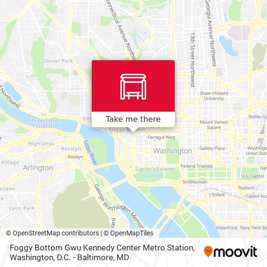 Mapa de Foggy Bottom Gwu Kennedy Center Metro Station