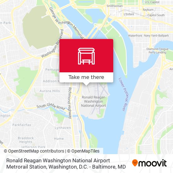 Ronald Reagan Washington National Airport Metrorail Station map