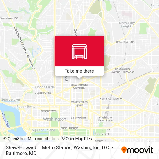 Mapa de Shaw-Howard U Metro Station