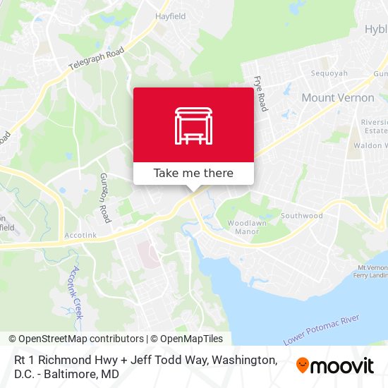 Mapa de Rt 1 Richmond Hwy + Jeff Todd Way