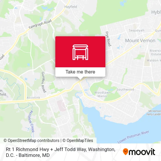 Rt 1 Richmond Hwy + Jeff Todd Way map