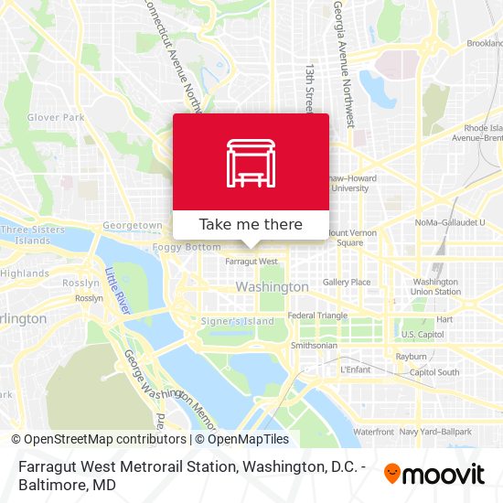 Mapa de Farragut West  Metrorail Station