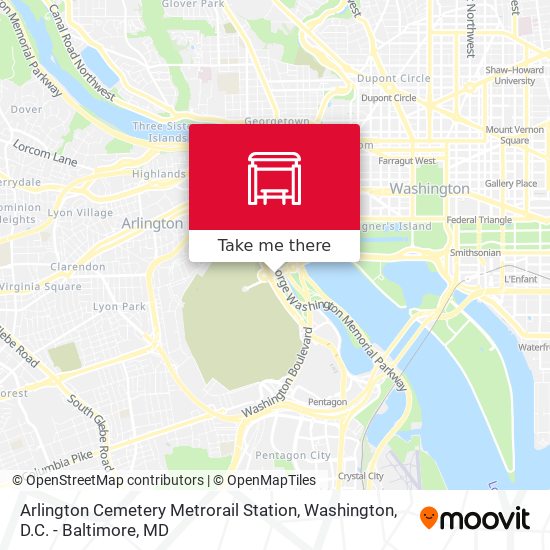 Mapa de Arlington Cemetery  Metrorail Station