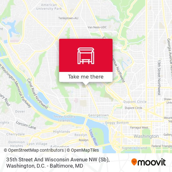 Mapa de 35th Street And Wisconsin Avenue NW (Sb)