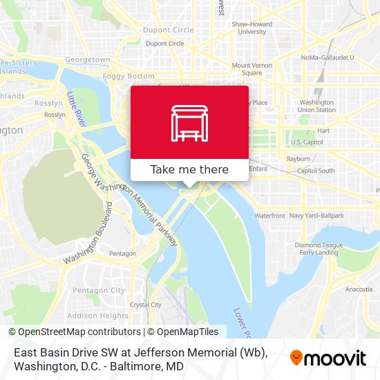 East Basin Drive SW at Jefferson Memorial (Wb) map