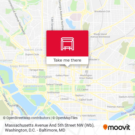 Massachusetts Avenue And 5th Street NW (Wb) map