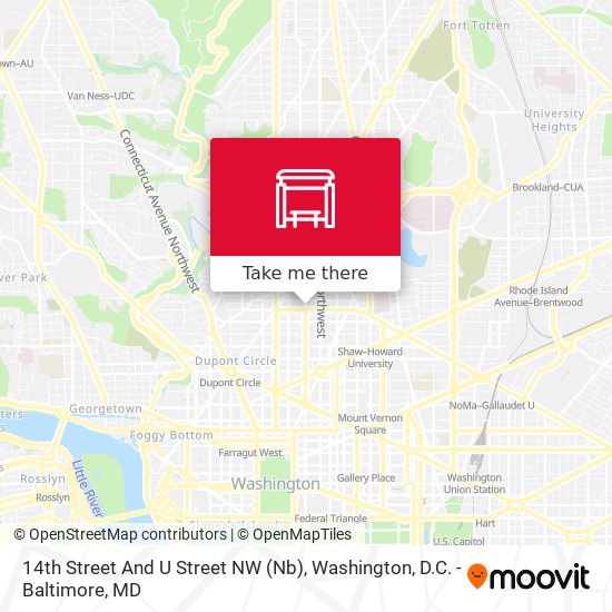 14th Street And U Street NW (Nb) map