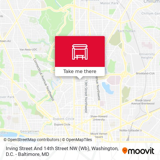 Irving Street And 14th Street NW (Wb) map