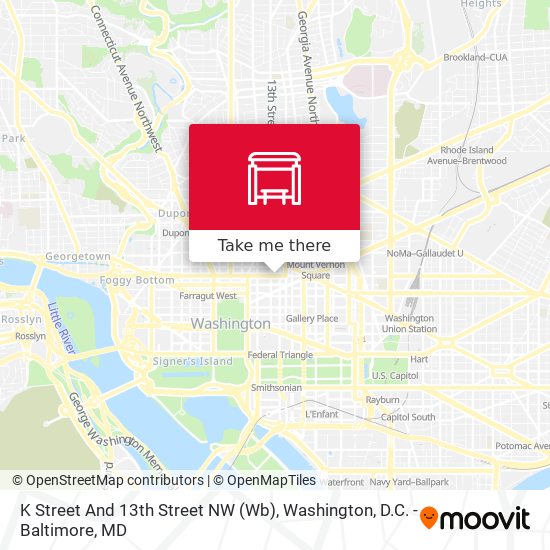 K Street And 13th Street NW (Wb) map