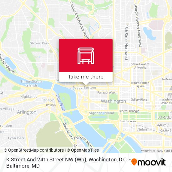 K Street And 24th Street NW (Wb) map