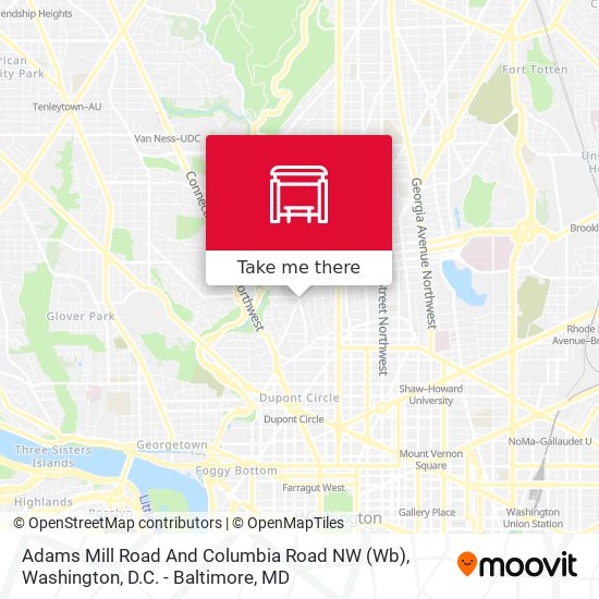 Adams Mill Road And Columbia Road NW (Wb) map