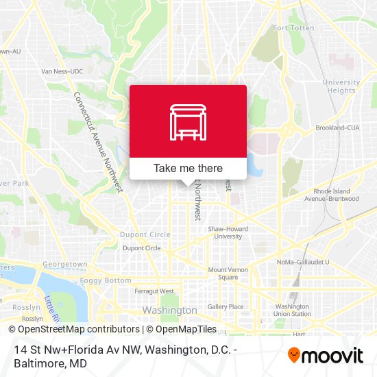 14 St Nw+Florida Av NW map