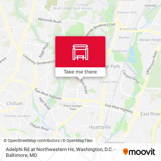 Adelphi Rd at Northwestern Hs map