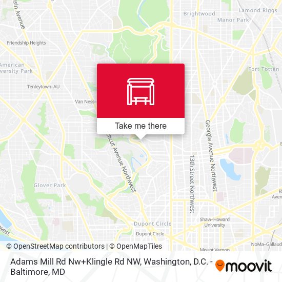 Adams Mill Rd Nw+Klingle Rd NW map