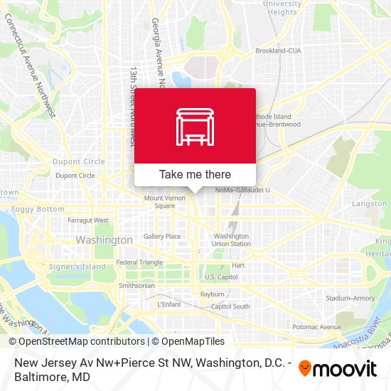 Mapa de New Jersey Av Nw+Pierce St NW