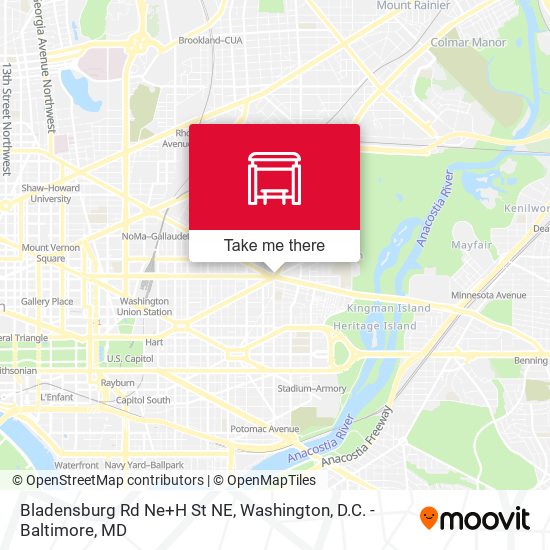 Bladensburg Rd Ne+H St NE map