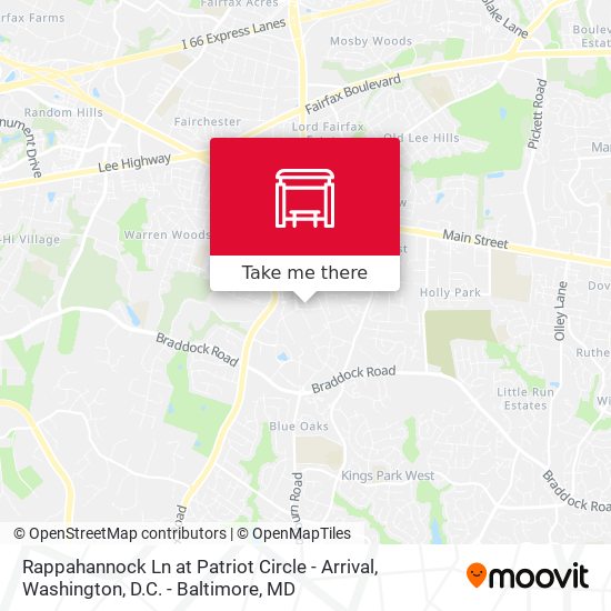 Rappahannock Ln at Patriot Circle - Arrival map
