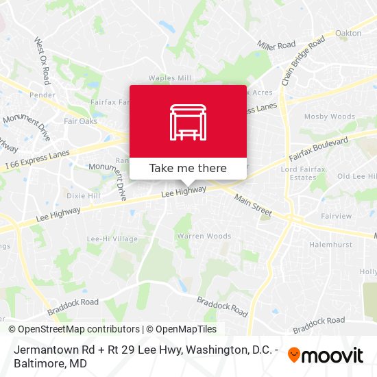 Jermantown Rd + Rt 29 Lee Hwy map