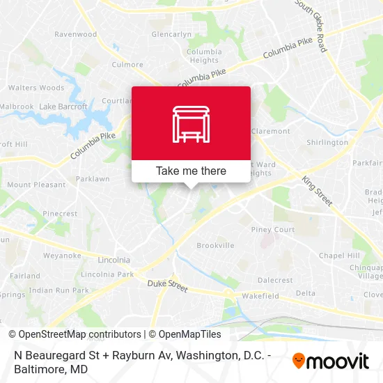 N Beauregard St + Rayburn Av map