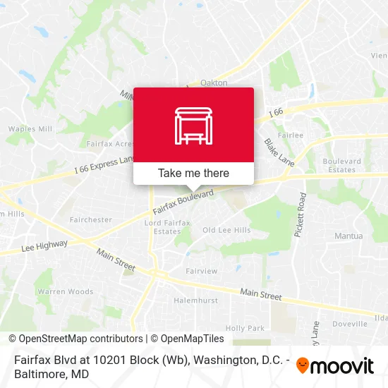 Fairfax Blvd at 10201 Block (Wb) map