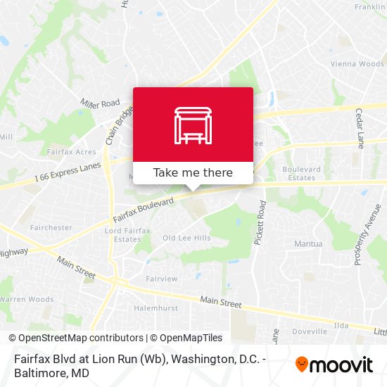 Fairfax Blvd at Lion Run (Wb) map